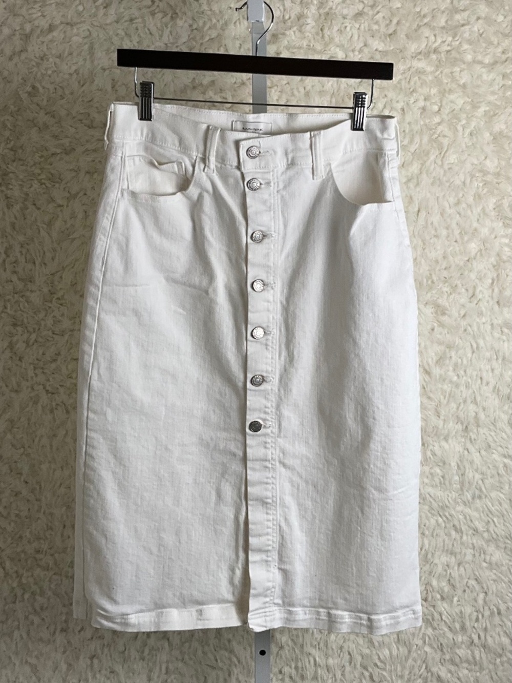BANANA REPUBLIC WOMEN'S WHITE DENIM MIDI SKIRT~SIZE 28/6R REGULAR!